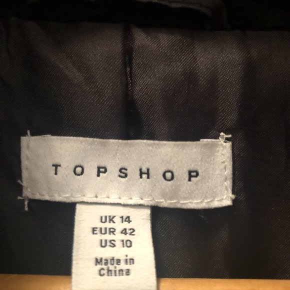 NWOT TOPSHOP LONG FAUX FUR SHERPA COAT -BLACK - Picture 3 of 6